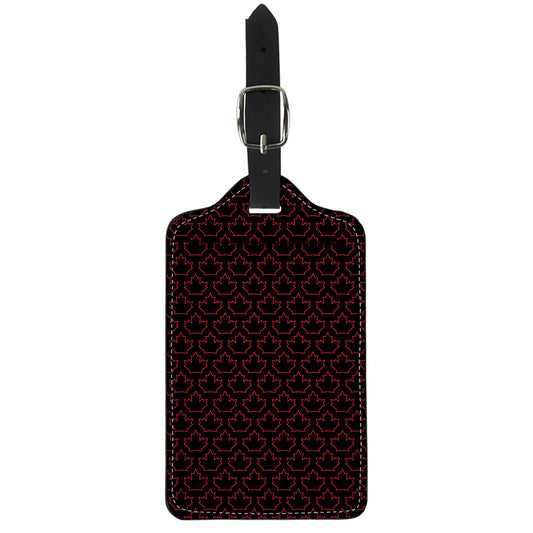 Black And Red Canadian Maple Leaf Print Luggage Tag