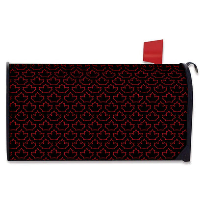 Black And Red Canadian Maple Leaf Print Mailbox Cover