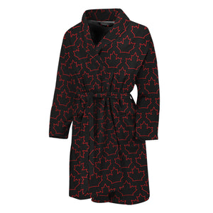 Black And Red Canadian Maple Leaf Print Men's Bathrobe