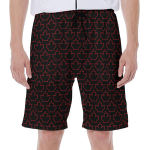 Black And Red Canadian Maple Leaf Print Men's Beach Shorts