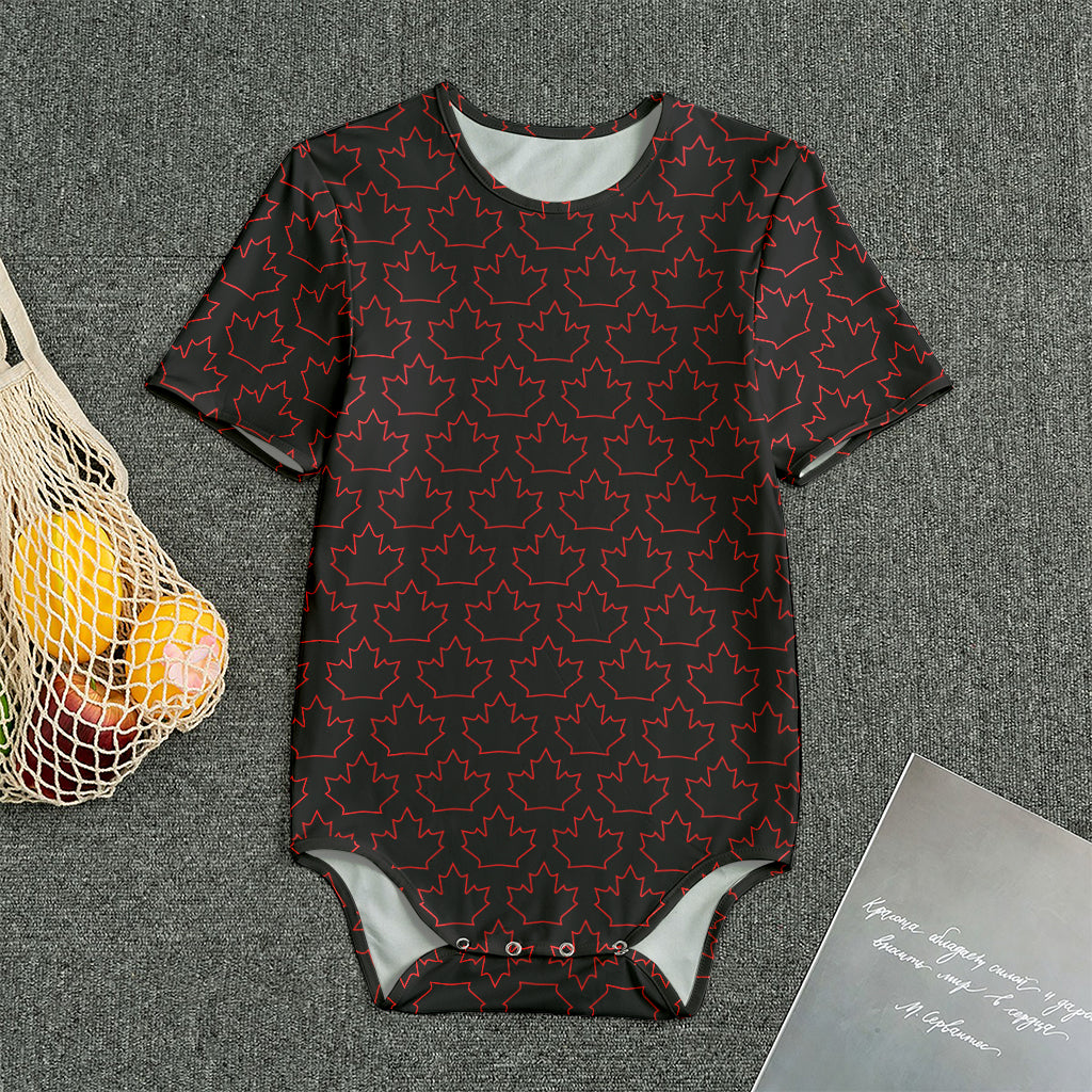 Black And Red Canadian Maple Leaf Print Men's Bodysuit
