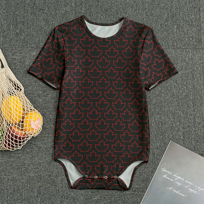 Black And Red Canadian Maple Leaf Print Men's Bodysuit