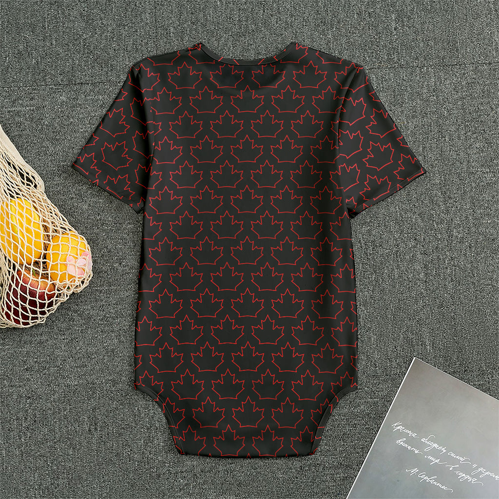 Black And Red Canadian Maple Leaf Print Men's Bodysuit