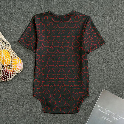 Black And Red Canadian Maple Leaf Print Men's Bodysuit