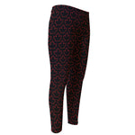 Black And Red Canadian Maple Leaf Print Men's Compression Pants