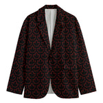 Black And Red Canadian Maple Leaf Print Men's Cotton Blazer