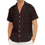 Black And Red Canadian Maple Leaf Print Men's Deep V-Neck Shirt