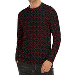 Black And Red Canadian Maple Leaf Print Men's Long Sleeve Rash Guard