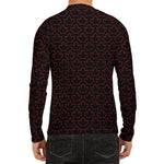 Black And Red Canadian Maple Leaf Print Men's Long Sleeve Rash Guard