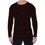 Black And Red Canadian Maple Leaf Print Men's Long Sleeve T-Shirt