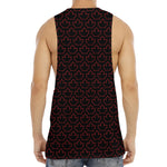 Black And Red Canadian Maple Leaf Print Men's Muscle Tank Top