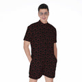 Black And Red Canadian Maple Leaf Print Men's Romper