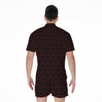 Black And Red Canadian Maple Leaf Print Men's Rompers