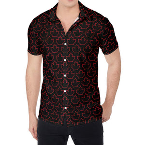 Black And Red Canadian Maple Leaf Print Men's Shirt