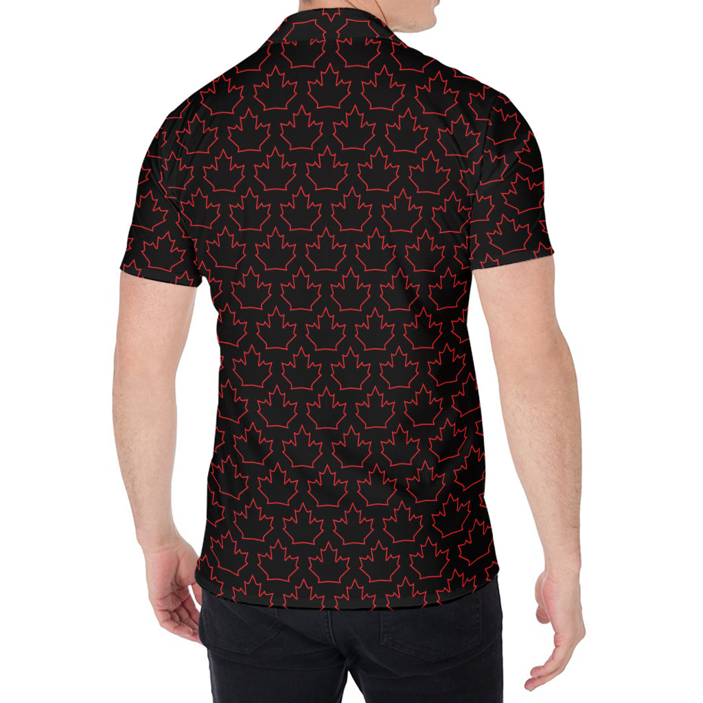 Black And Red Canadian Maple Leaf Print Men's Shirt