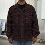 Black And Red Canadian Maple Leaf Print Men's Shirt Jacket