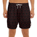Black And Red Canadian Maple Leaf Print Men's Split Running Shorts