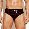 Black And Red Canadian Maple Leaf Print Men's Swim Briefs