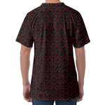 Black And Red Canadian Maple Leaf Print Men's Velvet T-Shirt