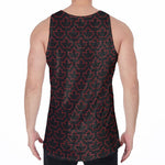 Black And Red Canadian Maple Leaf Print Men's Velvet Tank Top