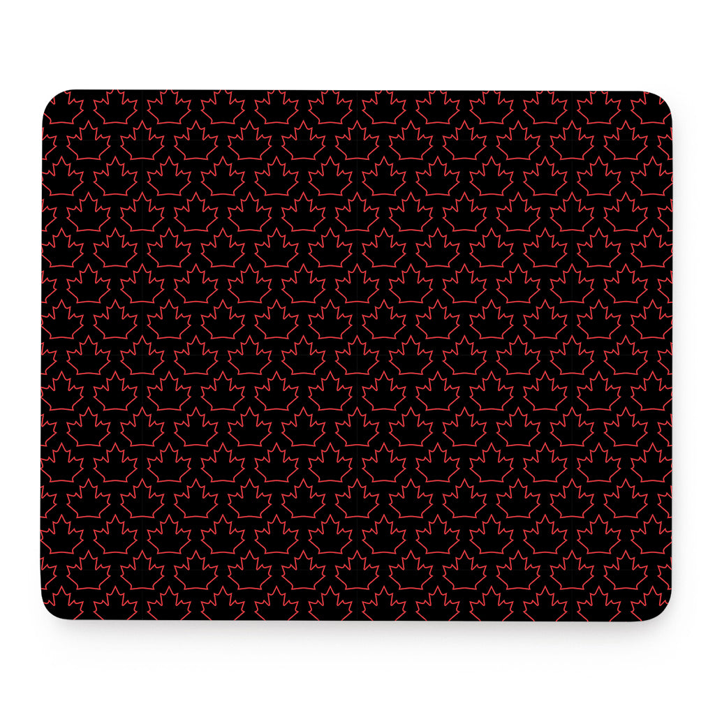 Black And Red Canadian Maple Leaf Print Mouse Pad