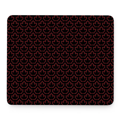 Black And Red Canadian Maple Leaf Print Mouse Pad