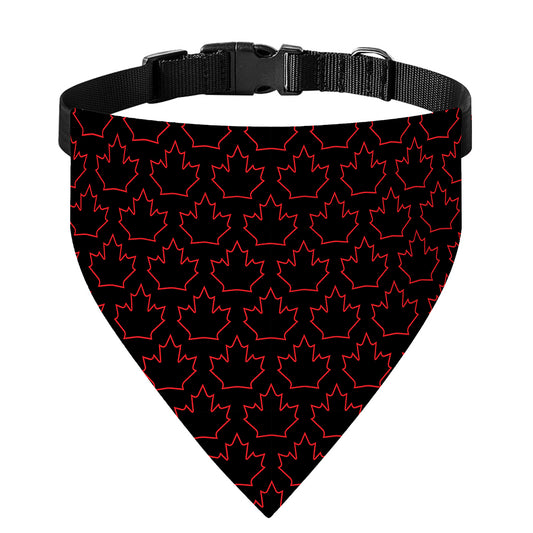 Black And Red Canadian Maple Leaf Print Over The Collar Dog Bandana