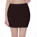 Black And Red Canadian Maple Leaf Print Pencil Mini Skirt