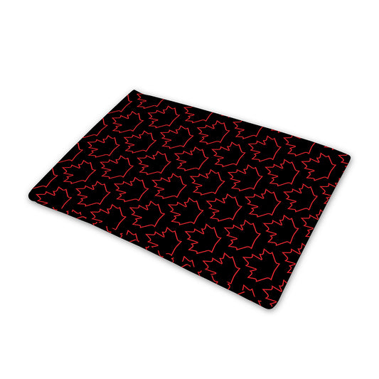 Black And Red Canadian Maple Leaf Print Pet Cooling Mat Cover