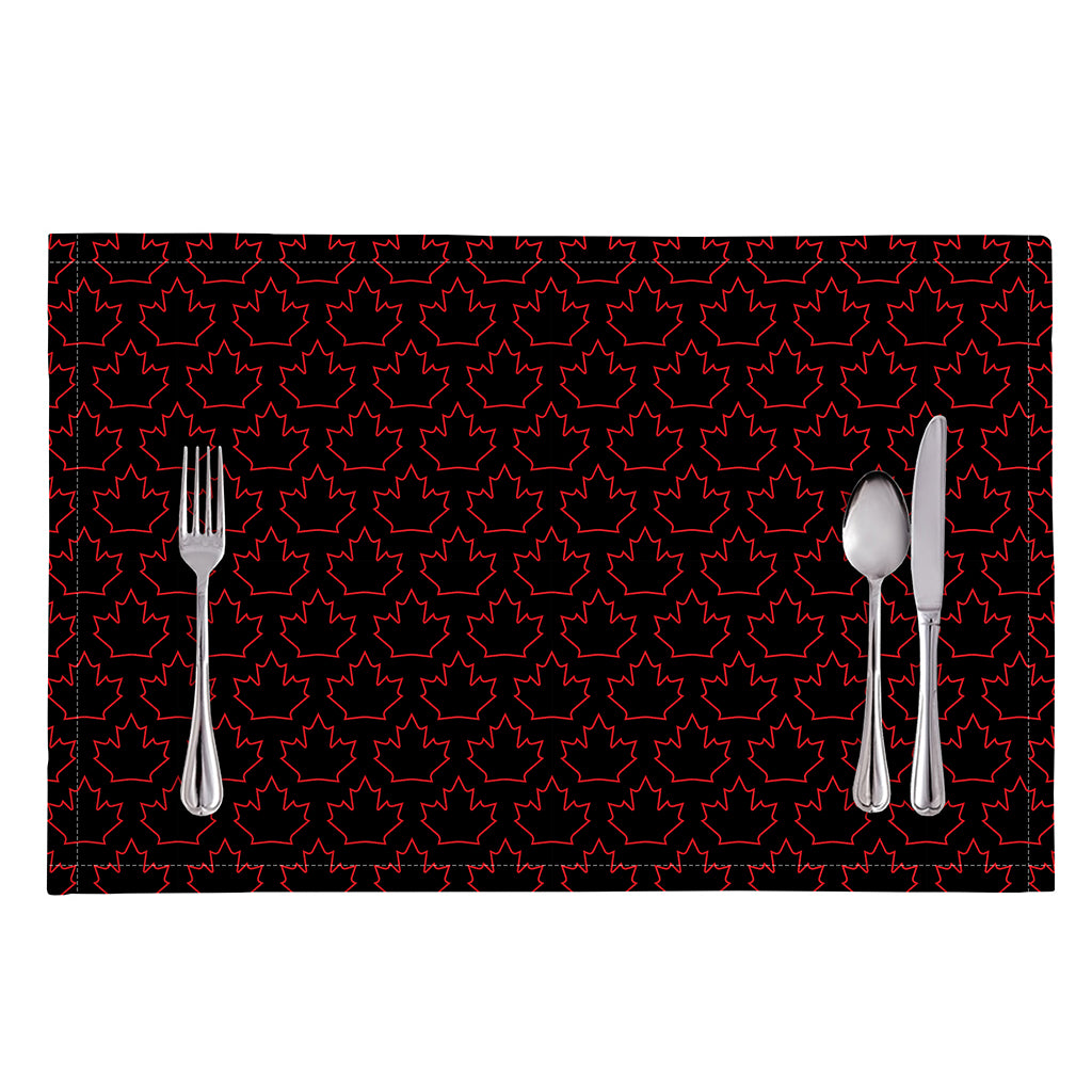 Black And Red Canadian Maple Leaf Print Placemat