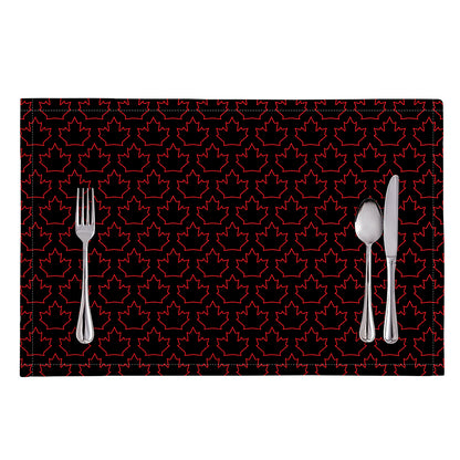 Black And Red Canadian Maple Leaf Print Placemat