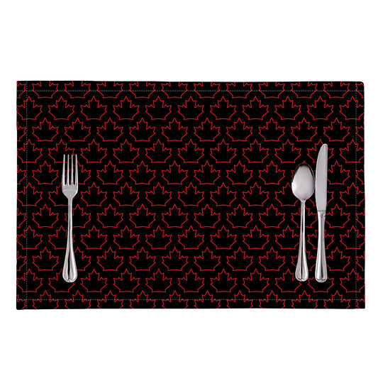 Black And Red Canadian Maple Leaf Print Placemat
