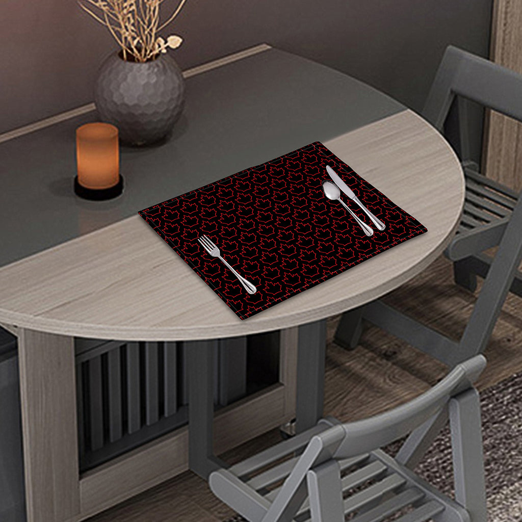 Black And Red Canadian Maple Leaf Print Placemat