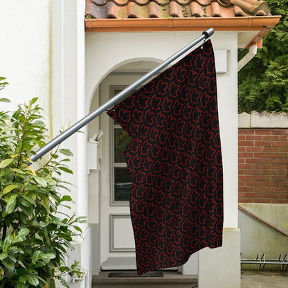 Black And Red Canadian Maple Leaf Print Polyester Flag