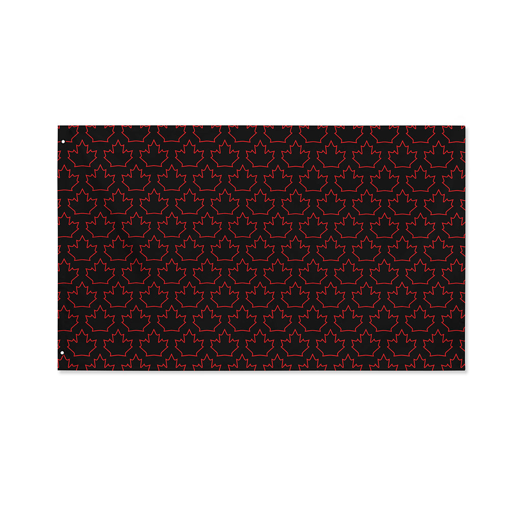 Black And Red Canadian Maple Leaf Print Polyester Flag