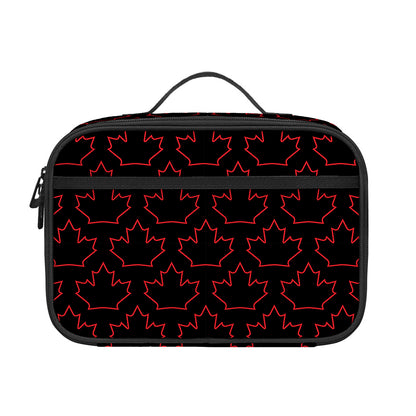 Black And Red Canadian Maple Leaf Print Portable Lunch Bag