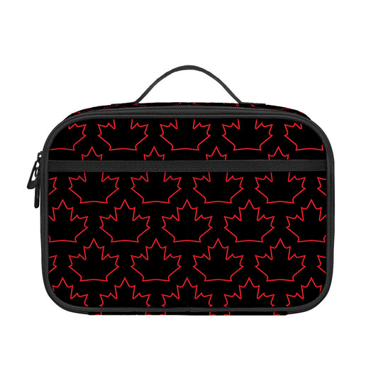 Black And Red Canadian Maple Leaf Print Portable Lunch Bag