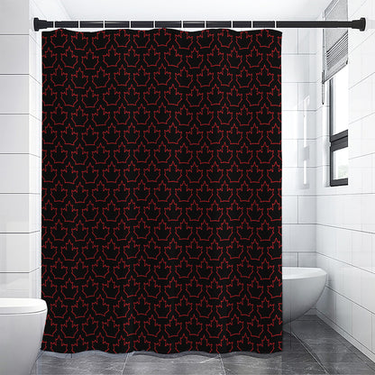 Black And Red Canadian Maple Leaf Print Premium Shower Curtain