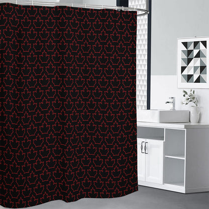 Black And Red Canadian Maple Leaf Print Premium Shower Curtain