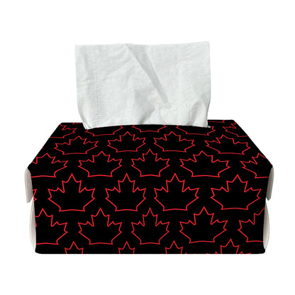 Black And Red Canadian Maple Leaf Print Rectangle Tissue Box Cover