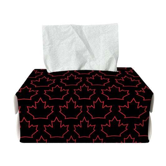Black And Red Canadian Maple Leaf Print Rectangle Tissue Box Cover