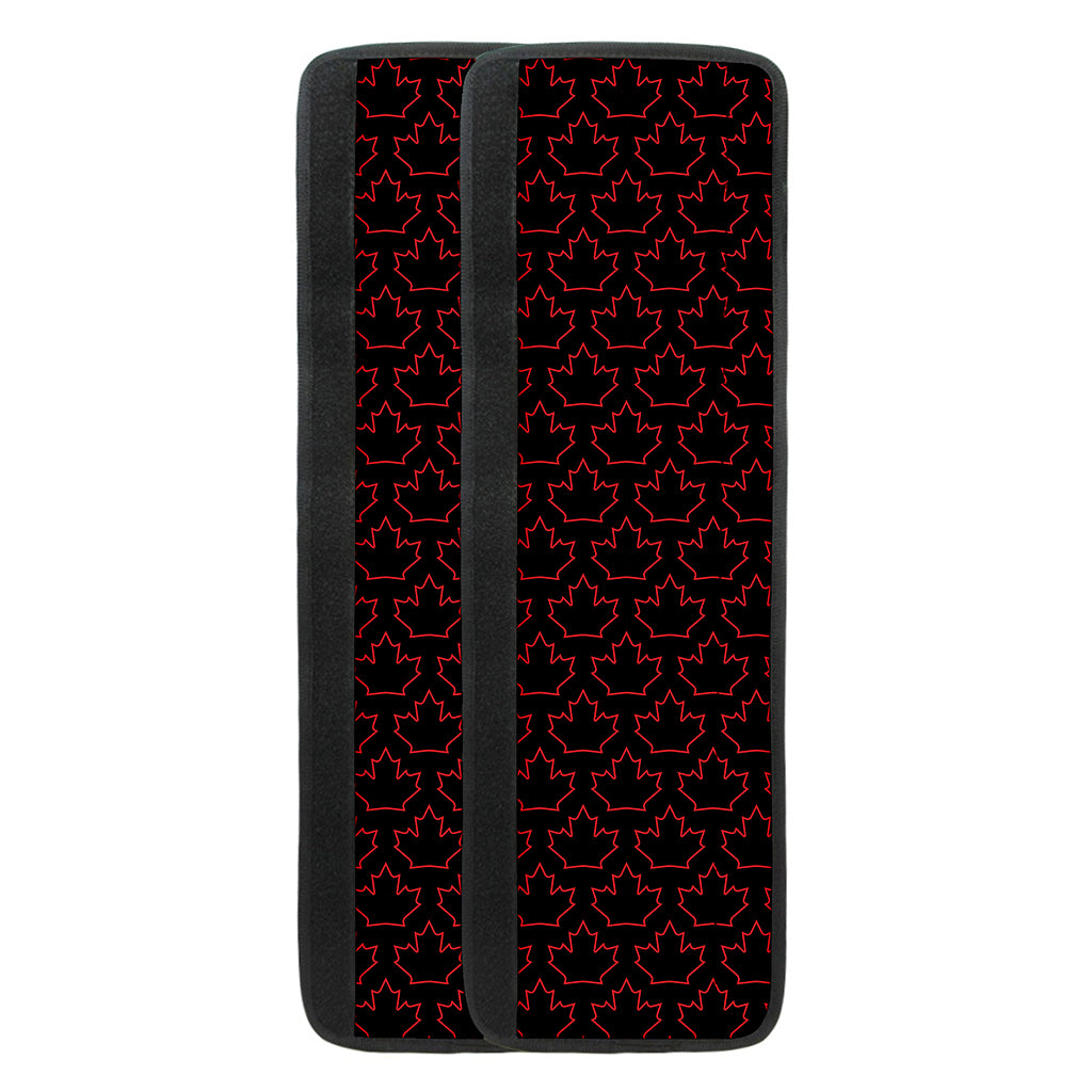 Black And Red Canadian Maple Leaf Print Refrigerator Handle Covers