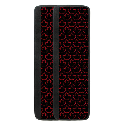 Black And Red Canadian Maple Leaf Print Refrigerator Handle Covers