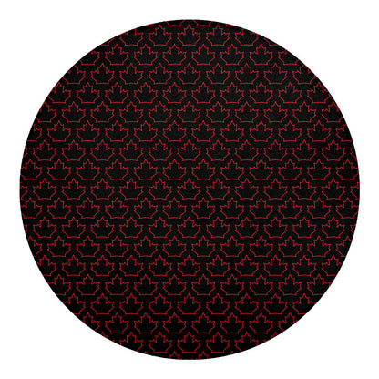 Black And Red Canadian Maple Leaf Print Round Blanket