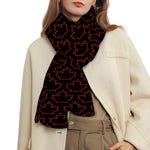 Black And Red Canadian Maple Leaf Print Scarf