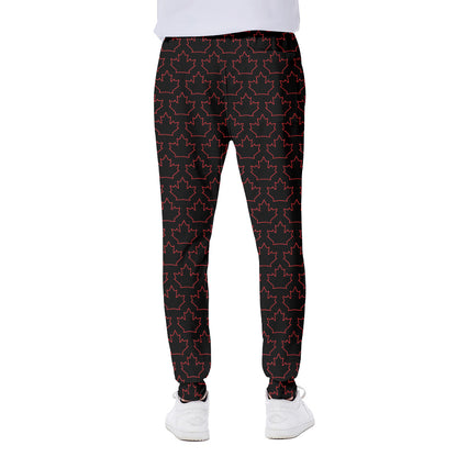 Black And Red Canadian Maple Leaf Print Scuba Joggers