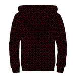 Black And Red Canadian Maple Leaf Print Sherpa Lined Zip Up Hoodie