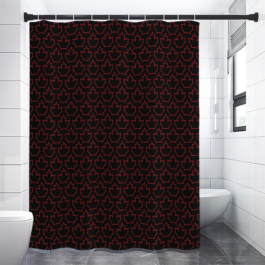 Black And Red Canadian Maple Leaf Print Shower Curtain