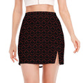 Black And Red Canadian Maple Leaf Print Side Slit Mini Skirt