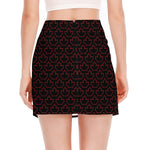 Black And Red Canadian Maple Leaf Print Side Slit Mini Skirt